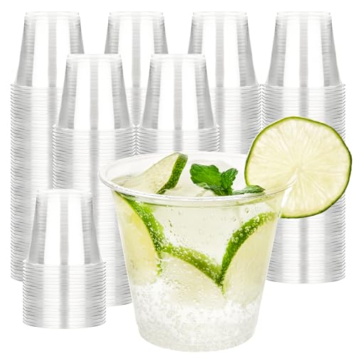9 oz Plastic Cups [300 Count] - Disposable Clear Plastic Cups for Party, BPA-Free PET Drinking Cups & Iced Coffee Cups, Sturdy Bulk Pack