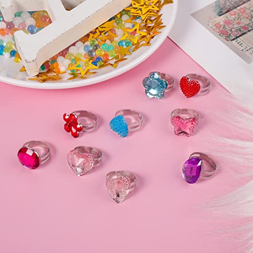 Abeillo 9 Stück Mädchen Ringe, Verstellbare Prinzessin Verkleiden Edelstein Ring, Dress Up Ring Set für Mädchen Schmuck Geburtstagsgeschenk
