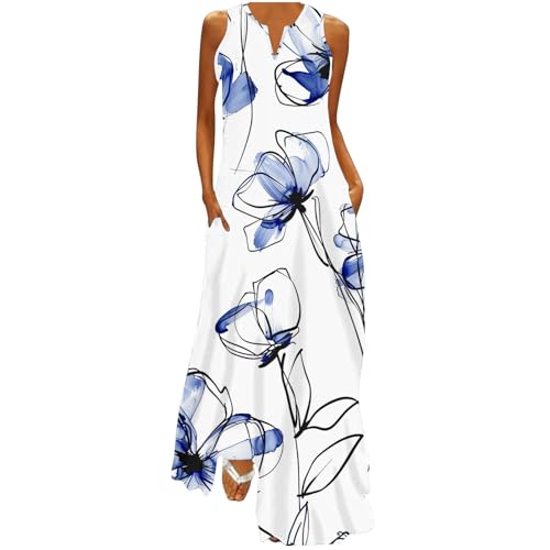Ceboyel Womens Boho Floral Maxi Dresses Floral Flowy Long Dresses Sleeveless Sun Dress Casual Summer Trendy Outfits 2024