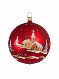 Fensterkugel Weihnachtskugel Landschaftkugel Weihnachtsschmuck Glas Lauscha rot 10cm