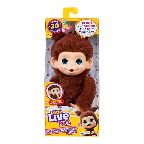 Little Live Pets Baby Monkey Minis – Chikki Cherry. Interactive Pet Toy. 20+ Sounds & Reactions....
