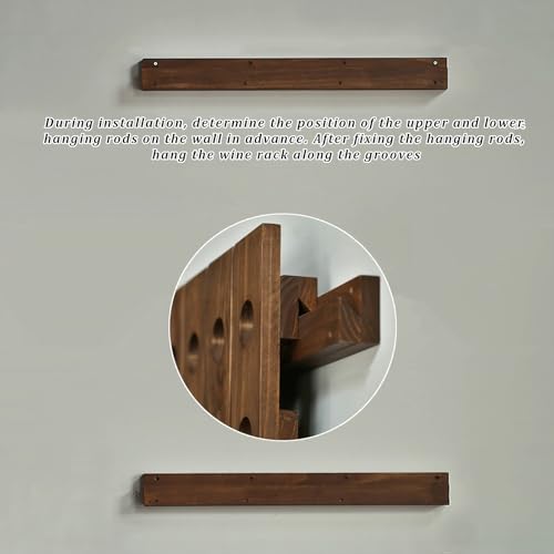 Casier à vin en bois support mural rustique de rangement extensible 32 trous - 8