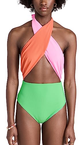 Beach Riot Women's Jessica One Piece, Coral Beach Colorblock, L