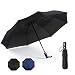 Compact Travel Umbrella Windproof Auto Open Close Folding Umbrella - Portable Lightweight Umbrella for Women and Men, Easy Touch, Black