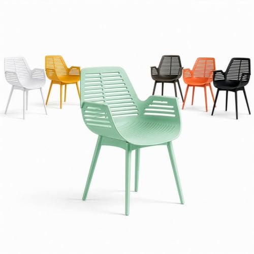 casa pura Chaise de Jardin Mayfield Vert 1 pièce, Fauteuil Design avec Accoudoirs, Résine Polypropylène, Résistant aux Intempéries, pour Terrasse, Balcon, Patio et Intérieur, Charge jusqu'à 150 kg