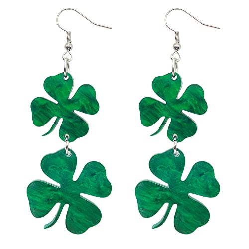 Pendientes de trébol verde de la suerte para mujer, pendientes colgantes de trébol de la suerte, Metal, aleación.
