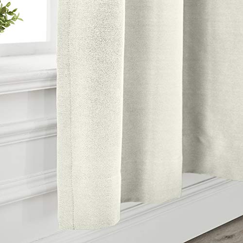Chadmade 84"W X 84"L Curtain Thermal Insulated Drape Polyester Cotton Blend Curtain Panel Solid Grommet Drape With Room Darkening Liner Front Door Bedroom, ( Ivory White, 1 Panel ), Capri Collection #TOP3