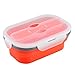 Silikonowy pojemnik na lunch, składany, na piknik, kuchnię, lodówkę, do kuchenki mikrofalowej, bezpieczny, kolor czerwony