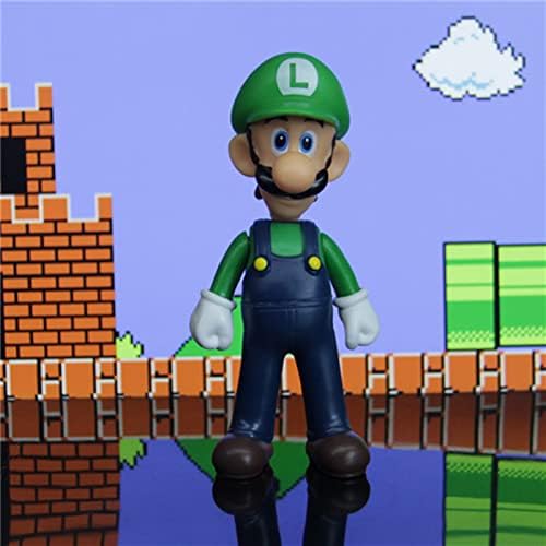 Luigi Action Figures Cake Topper 5.3 Inch Classic Luigi Toy Highly Detailed & Articulated Rare Collection for Collectors and Fans Birthday Gifts for Boys Kids CQ005