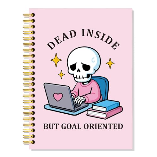 Cadeau de bureau sarcastique Dead Inside : carnet rigide rose 160 pages pour collègue et chef