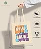 Salt Earth 100% Cotton Printed Natural Canvas Tote Bag For Women and Men, Reusable Grocery Bags, Travel Bag, Utility Tote Bag For Women, College Bag, Cloth Shopping Bags with Aesthetic Prints (Love) #1