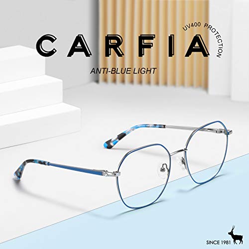 Image of CARFIA Nerd Costume Glasses for Halloween Cosplay Non-Prescription Clear Lens Prop Women Blue Light Blocking Glasses
