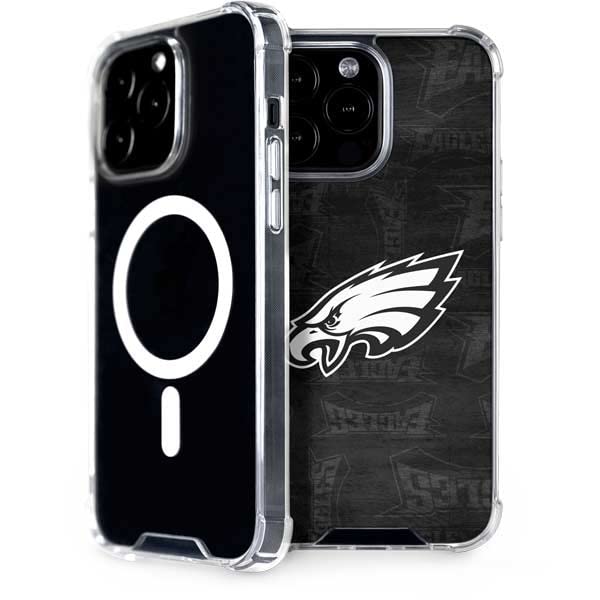 Skinit Phone Case Compatible with MagSafe iPhone 15 Pro Max - Officially Licensed NFL Philadelphia Eagles Black & White Design