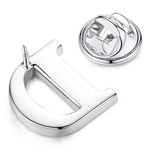 Image of HONEY BEAR Initial Alphabet Letter Lapel Pins Collar Badge Brooches for Mens /Womens Shirt Dress Decoration Silver