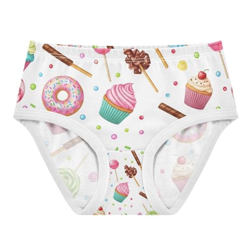 Toddler Girl Panties, Colorful Cupcakes Girls' Cotton Brief Underwear, 2T–8 Years