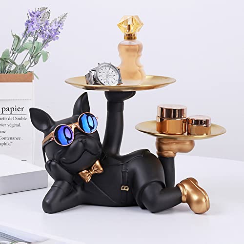 OKESYO Französische Bulldogge Skulptur und Tablett Deko - Moderne...