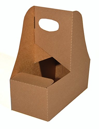Southern Champion Tray 2795 Kraft Paperboard Drink Carrier with Handle, Hold 2 Cups, 7-5/8