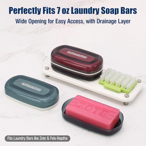 AIMAIAIMAI Shampoo Bar Holder Travel Case for Two Bars – Compatible with Kitsch Solid Shampoo & Conditioner Bars, Large Soap Container for Bathroom or Travel (Blue Style A-Large)