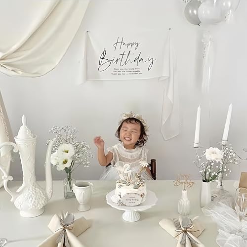 JYF.QUANYI ハーフバースデー タペストリー happy birthday 壁掛け タペストリー セット 誕生日ケーキ タペストリー 飾り付け 誕生日 記念日用 ハンドメイド フック貼り付けツール付き [4]