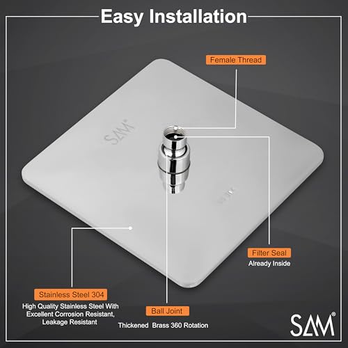 Image of SAM Shower Slim High Pressure Rainfall Showerhead Without Arm for bathroom (Amaze Round, 8 * 8)
