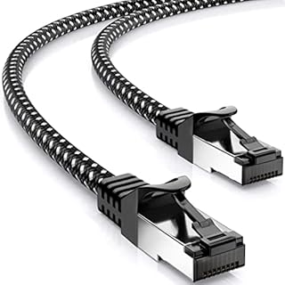 deleyCON 0,25m Kable LAN CAT7 - Kable Sieciowy w Płaszczu Miedziano-Nylonowym - AWG27 600 MHz 10 Gbit/s S-FTP (PIMF) Kable Krosowy RJ45 Kable Ethernet do Routerów Internetowych DSL - Czarny