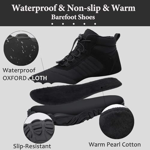 Mnplciea Barefoot Shoe Men Women Minimalist Trail Running Barefoot Sneakers Waterproof Hi-top Hiking Boots Wide Toe Box Cross Training Shoes Zero Drop Sole2