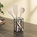 Scroll Design Cutlery Holder For Countertop, (Black), By Home Basics | Steel Flatware Caddy For Kitchen | Spoon Fork Holder With Raised Feet | Cutlery Caddy With Multi-Purpose Use