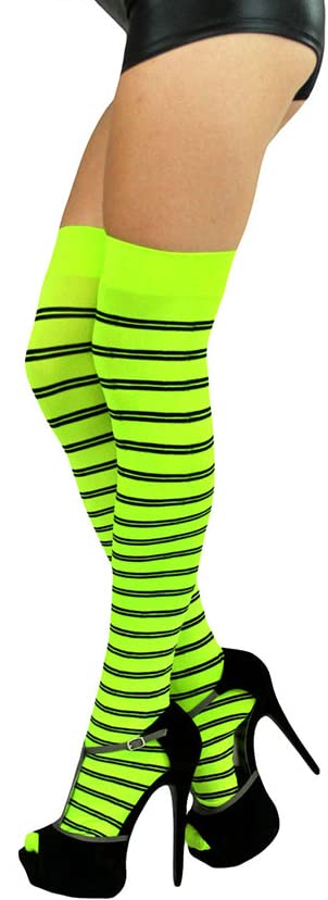 Image of ToBeInStyle Women's Opaque Hosiery Thin Striped Thigh High Long Stocking