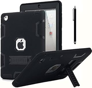 iPad 2 Case,iPad 3 Case,iPad 4 Case,AICase® Kickstand Shockproof Heavy Duty Rubber High Impact Resistant Rugged Hybrid Three Layer Armor Protective Case with Stylus for iPad 2/3/4 (Black)
