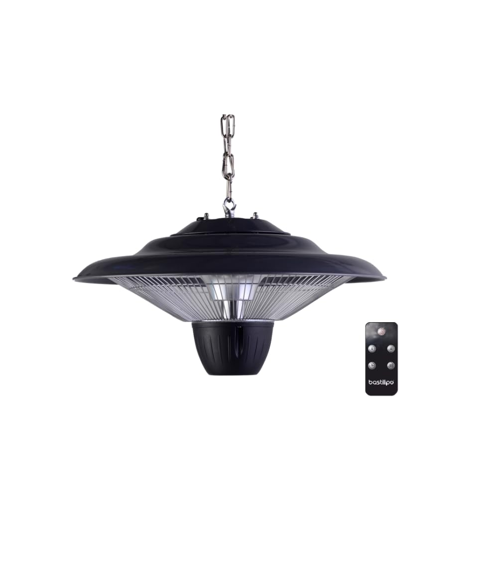 Bastilipo - Estufa para exterior colgante Modelo Prometeo Umbrela, 1500W de potencia, Mando a distancia, resistencias de infrarrojo de amplio expectro