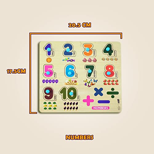 Image of Lefan Wooden Puzzle Numbers Counting 1 to 10 Picture Learning Educational Board for Kids Puzzle for Creative Kids knob Educational Learning Wooden Puzzle Board