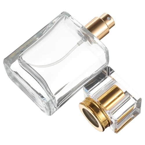 GANAZONO Botella Reutilizable de Perfume de 50ml Pulverizador de Vidrio Recargable Dorado Adecuado para Viajes y Uso Diario