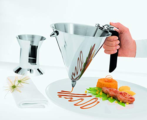 Foto von RÖSLE Fondanttrichter, Hochwertiger Saucentrichter zum Dosieren von Flüssigkeiten, mit Innenskalierung und auswechselbaren Düsen, Edelstahl 18/10