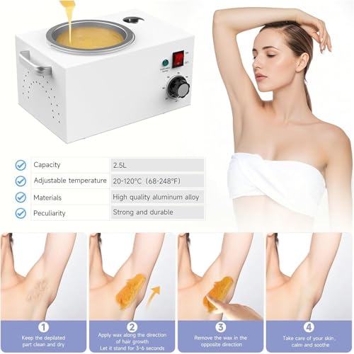 Podgrzewacz do wosku parafinowego, 2,5 l, regulowana temperatura 20-120°C, do rąk i stóp, garnek do wosku dla gładkiej skóry, sprzęt do salonu SPA