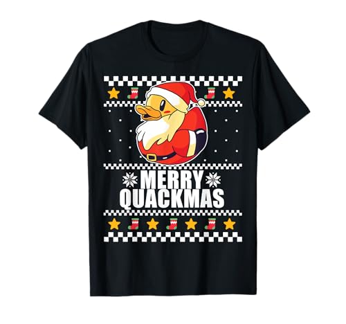 FELIZ QUACKMAS Pato Navidad Papá Noel Meme Camiseta