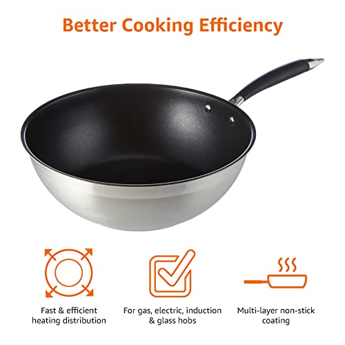 Amazon Basics 11" wok pan, 28cm, Black - Image 4