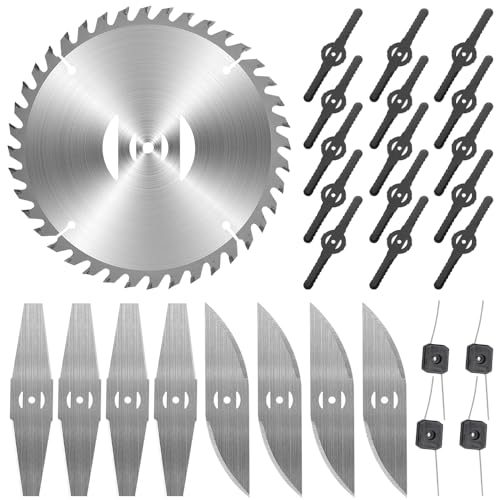 Lot de 28 lames de débroussailleuse sans fil en métal, lames de rechange pour débroussailleuse de jardin, accessoires pour débroussailleuses d'extérieur