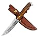 AUBEY Jagdmesser Outdoor Survival Messer Feststehend Bushcraft Messer mit Ledertasche, 440C Stahl Klinge Extra scharf, Survivalmesser mit Holzgriff