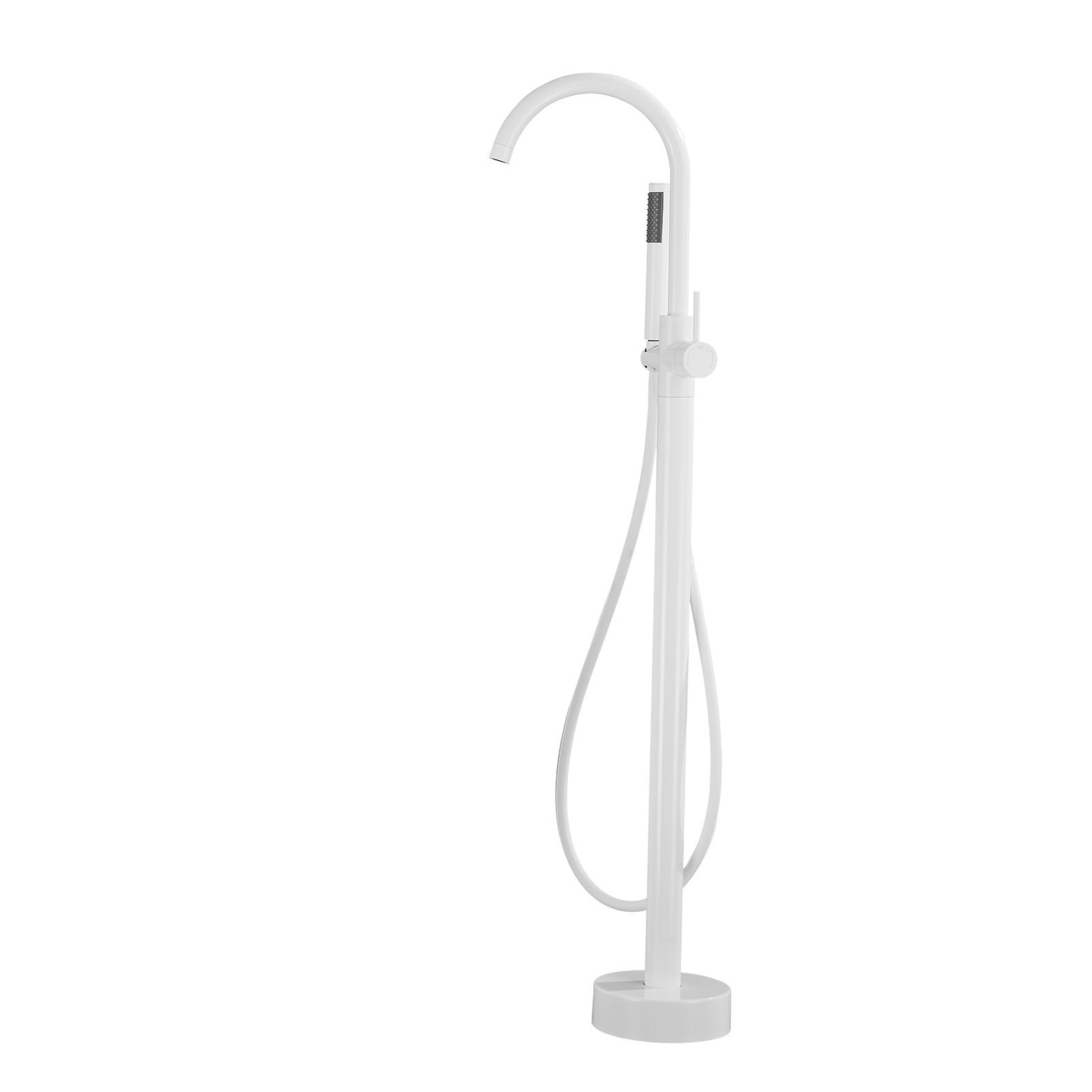 NZPOST standing Bath Shower Mixer Tap Gold 360 Degree Rotating Tap Bath Mixer Taps with Shower Set-B (Whit