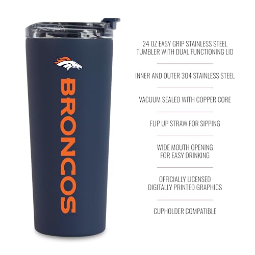 Image of Rico Industries NFL Football 24oz Stainless Steel Tumbler with Lid and Dual Functioning Lid