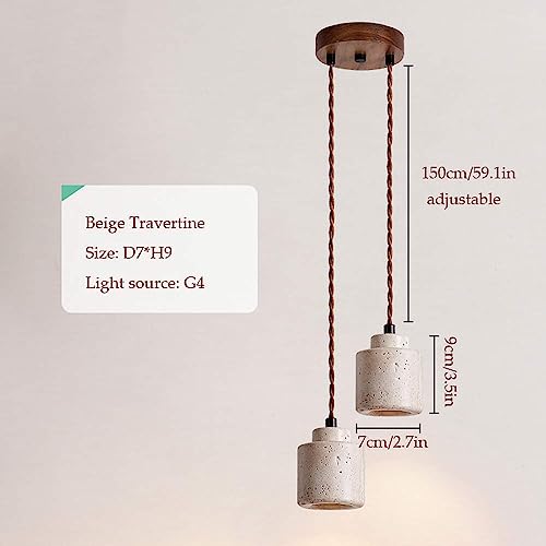 Lámpara de travertino de 2 luces ideal para iluminar la isla de tu cocina con estilo rústico 3