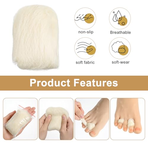 Image of Qianyu 4 Pcs Lambs Wool Padding for Toes Feet Soft Feet Cushion Toe Separator Lambs Wool Corn Cushion Pads Blister Prevention Bunions Callus Remover Cushions Hammer Blister Prevention Bunions