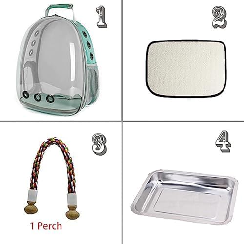 Interfashioner® Sac à dos de transport pour oiseaux, capsule spatiale, astronaute, transparent, fenêtre à bulles avec perchoir, plateau de nourriture – Image 5