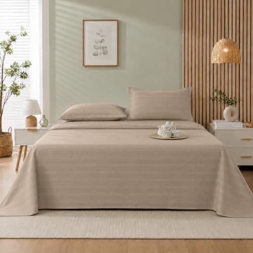 Image of Cortina Cloud Cotton King Size Bedsheet with 2 Pillow Covers | Super Soft, Breathable & Skin-Friendly Bedsheet for Double Bed King Size with Solid Design | (270x250 cm) (Brown, King)