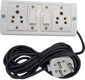 Ganpati 2 Socket Anchor Extension Board Heavy Duty Cable 7 Metre Plastic Electrical Switch Board with 2 Anchor Switches with 3 Pin Plug (White)