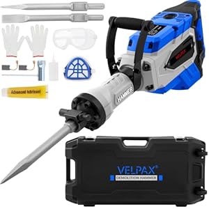 3500W 75J Demolition Hammer,2300 BPM Jackhammer,with 2 Replaceable Chisels,360°Anti-Vibration Rotary Handle,Electric Chisel for Concrete Breaking and Heavy-Duty Work