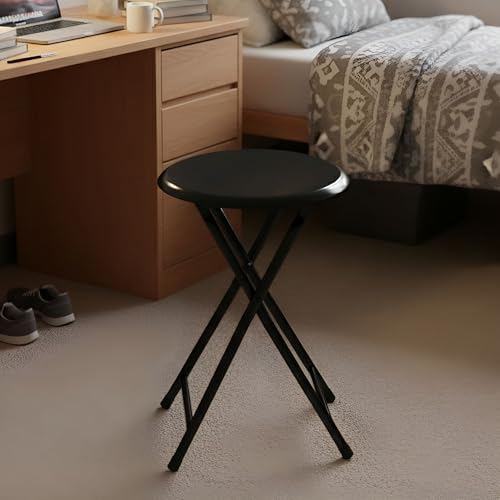 Folding Stool - Backless 18-Inch Stool with 225lb Capacity for Kitchen or Rec Room - Portable Indoor Counter Bar Stools by Lavish Home (Black) by Lavish Home - Image 2