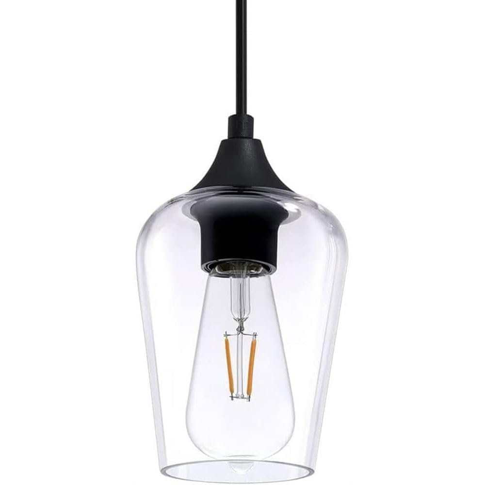 Luz colgante de vidrio vintage ajustable que soluciona techos bajos en pasillo 7