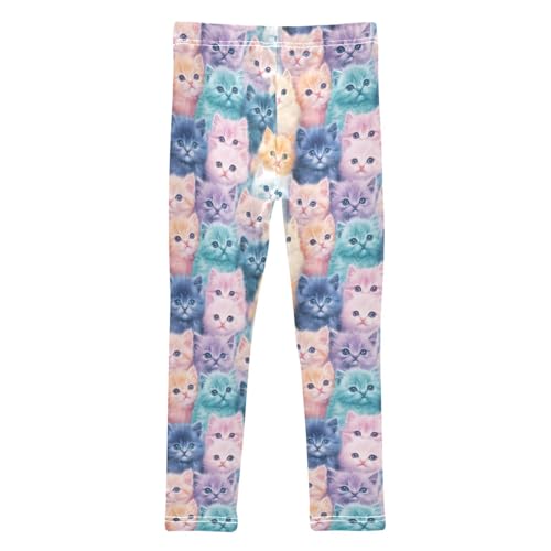 Girls Leggings Soft Toddler Ankle Length Bottoms Cute Cats Kids Dance Yoga Pants 4-10 Years2