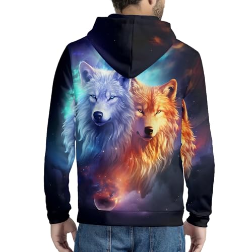 JooMeryer Mens Wolf Front Zip Up Hoodies Long Sleeve Crew Neck Casual Jacket Sweatshirts4
